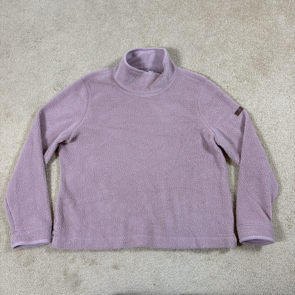 L.L. Bean Sherpa Fleece Pullover Womens L Petite Pink Funnel Neck Outdoor